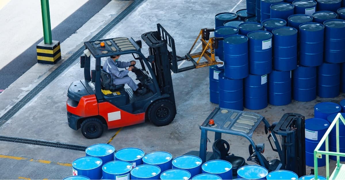 specialty chemicals packaged in drums for transportation at RC’s texas facility